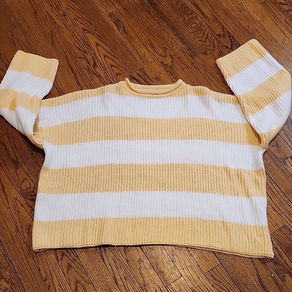 Zesica Yellow and White Striped Sweater SIZE Large